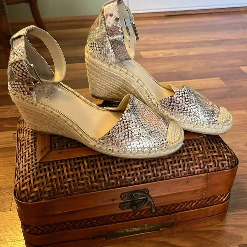Snake print wedges